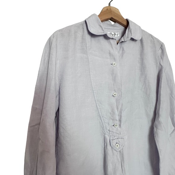 Claridge + King linen Lavender Scalloped Edges Lagenlook Romantic tunic Large - Picture 11 of 12